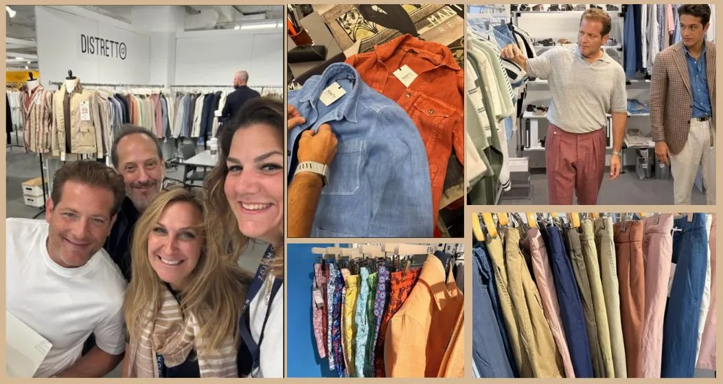 Garmany team members at Chicago Collective reviewing Spring Summer 2027 menswear collections
