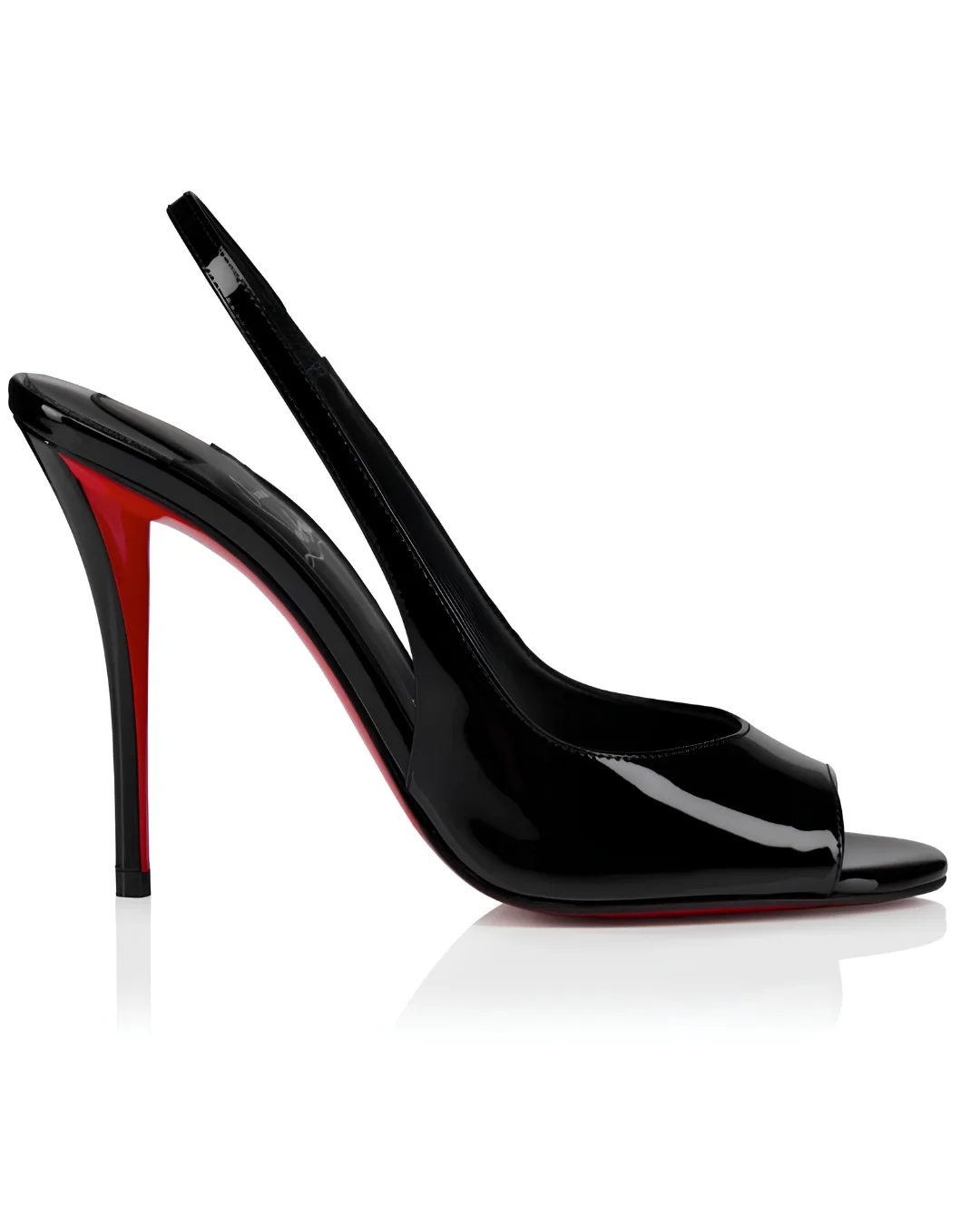 Christian Louboutin Sofia Z 100 black patent leather slingback pump with a 100mm stiletto heel