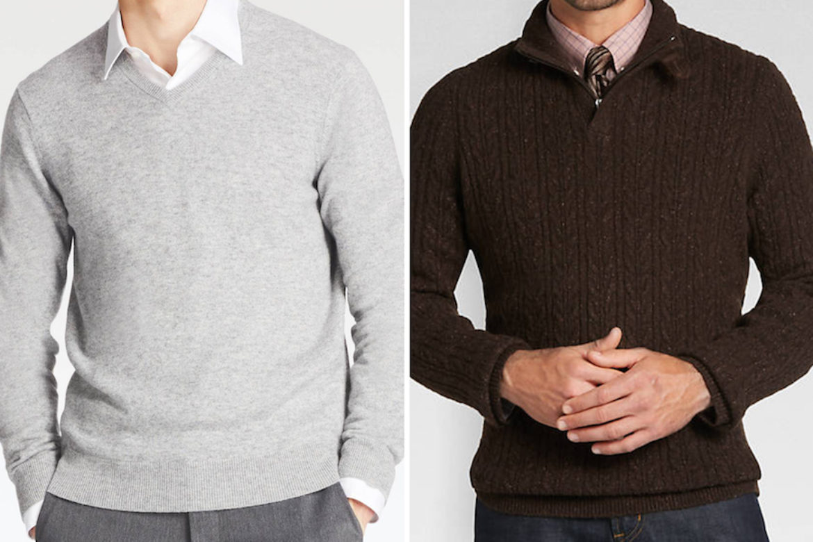 collared shirt under v neck sweater