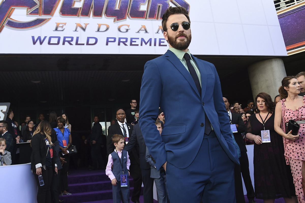 Chris Evans wore custom Ferragamo to the Avengers: Endgame premiere