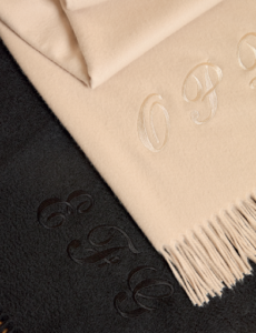 Monogrammed cashmere blankets