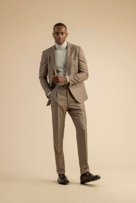 Scabal FW25 tailored double-breasted men’s suit styled at Garmany Red Bank NJ luxury fashion store